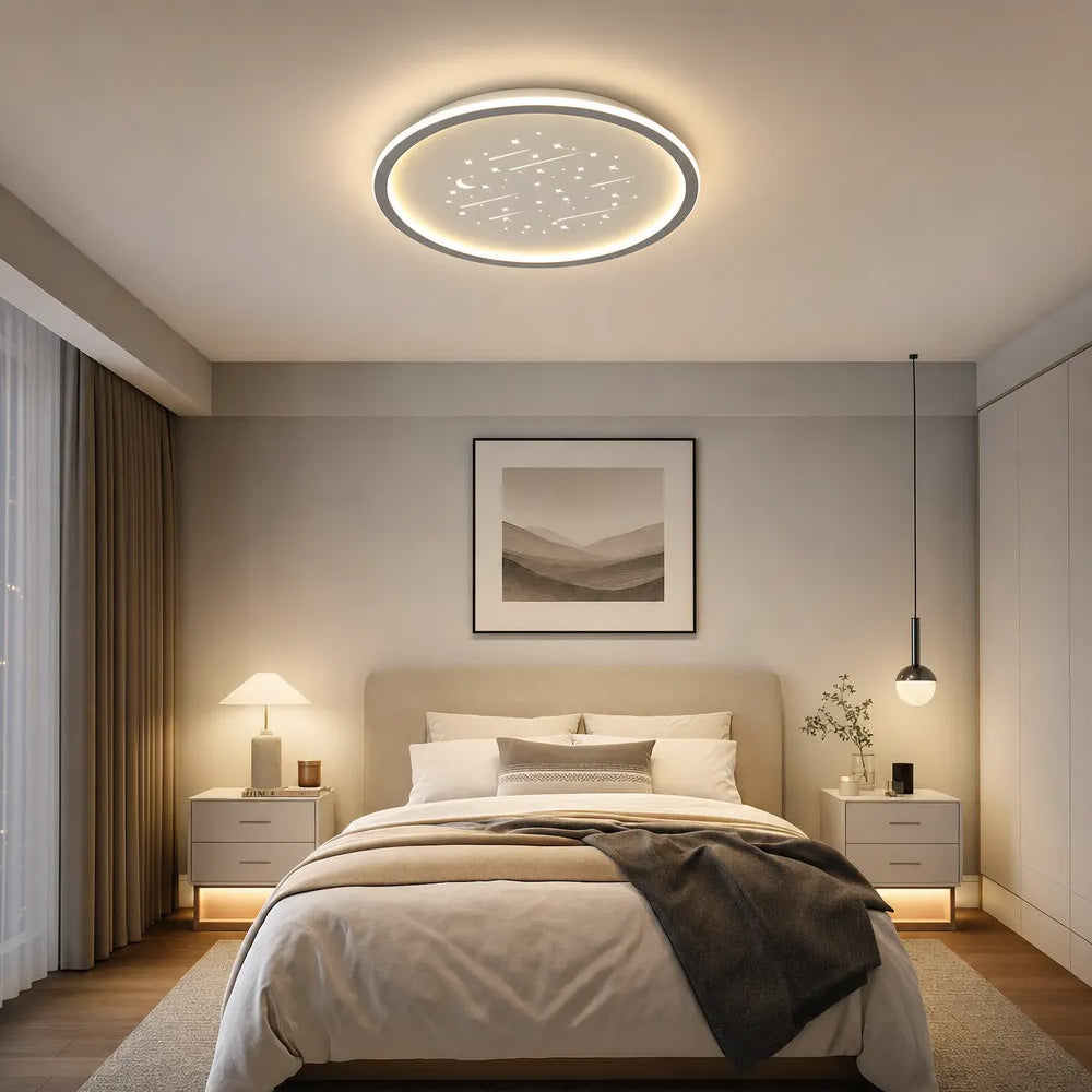 Starry Flush Iron Acrylic LED Ceiling Light for Bedroom