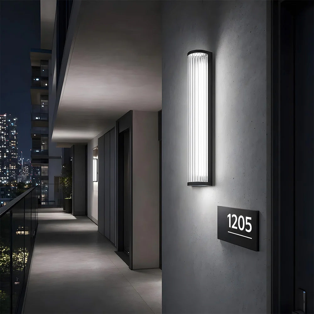 Modern Vertical Glass Stainless Steel Outdoor Wall Lights for Patio Garden