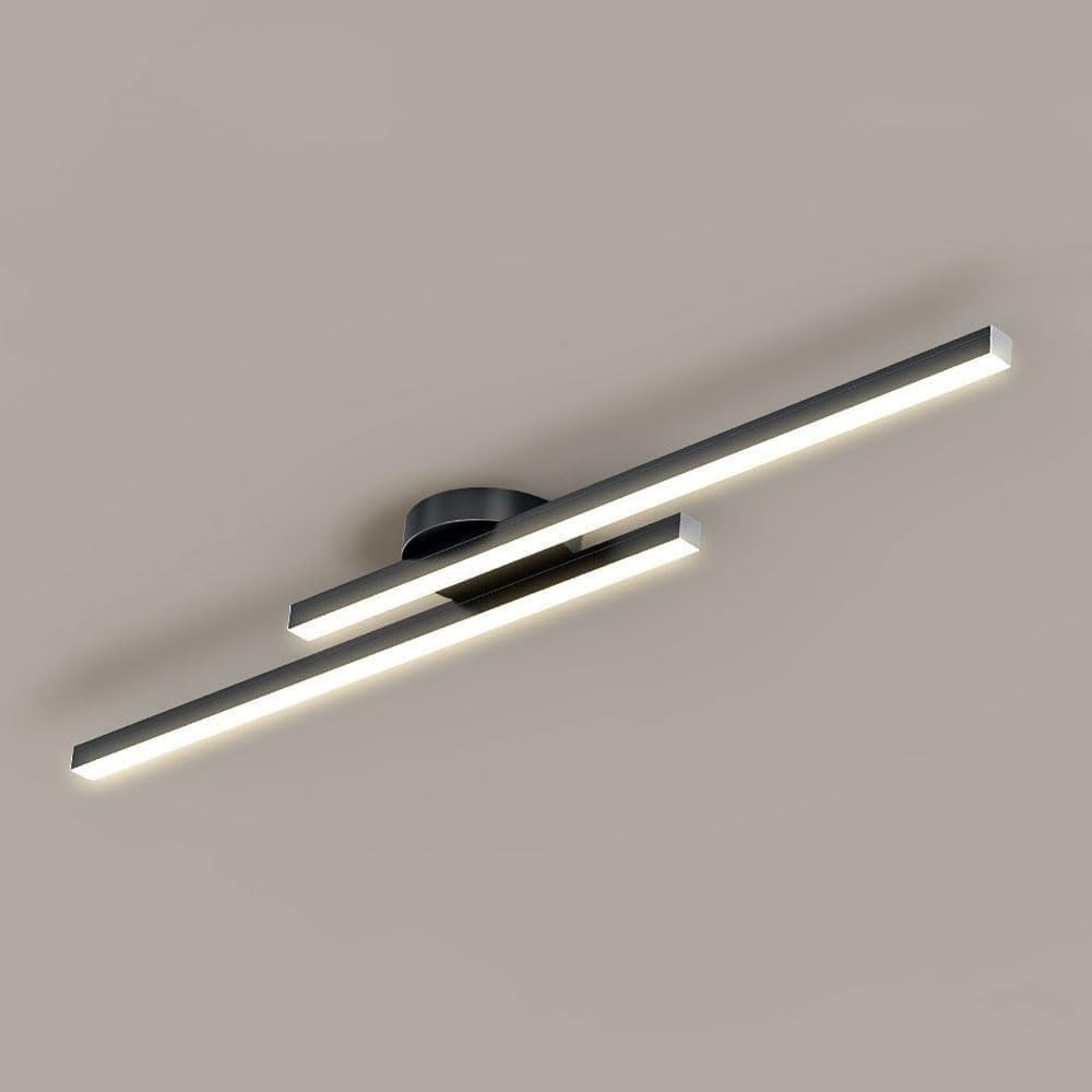 Modern Aluminium Long Strip Semi Flush Mount LED Ceiling Light For Living Room