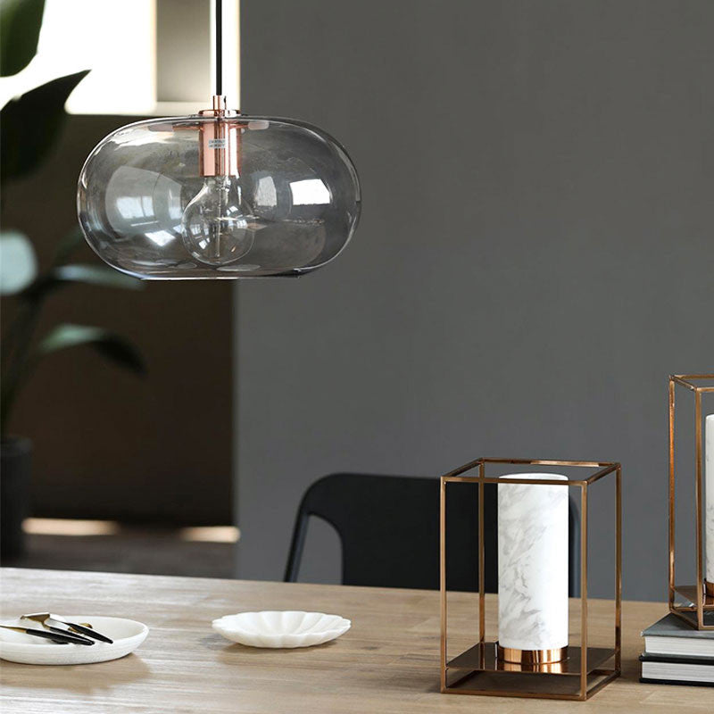 Pendant Light with Round Glass Lampshade