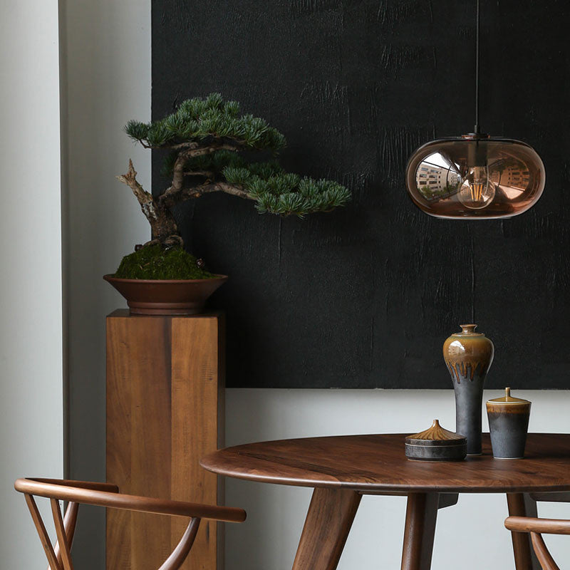 Pendant Light with Round Glass Lampshade