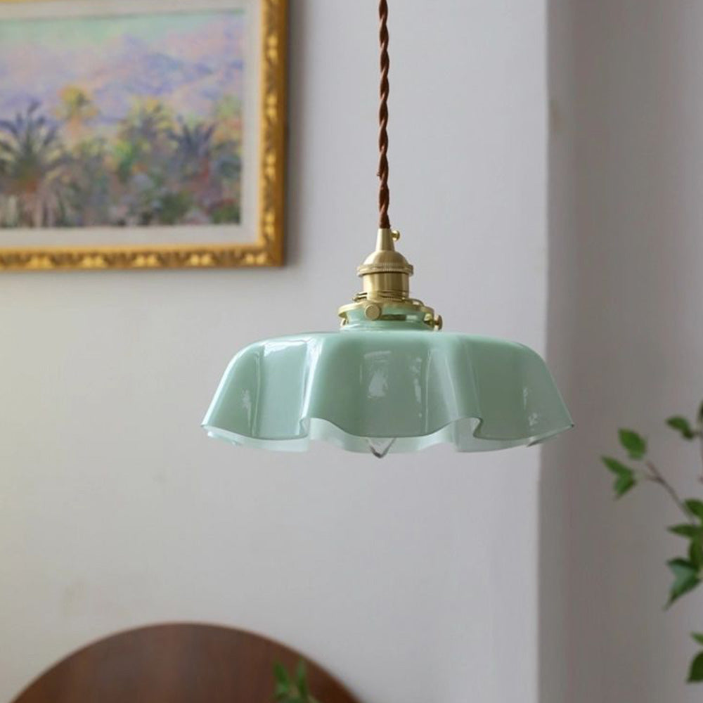 Modern Romantic Glass Ribbon Edge Pendant Light