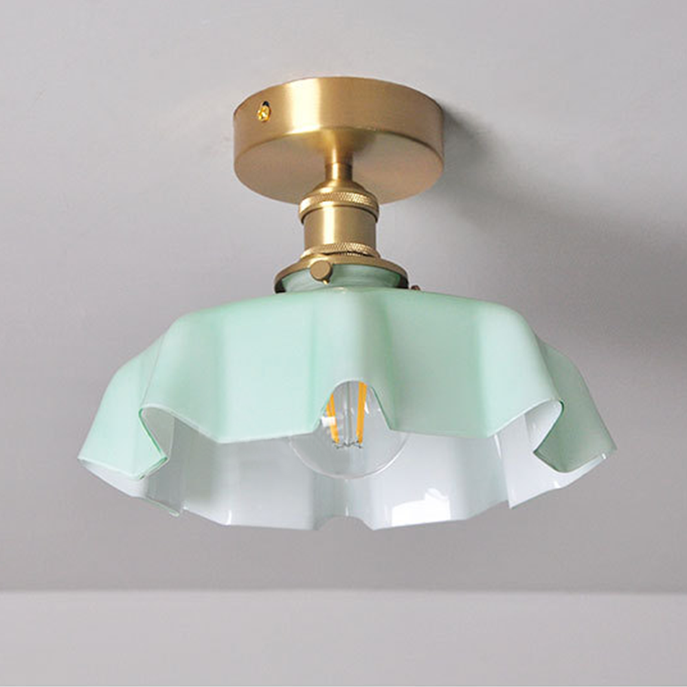 French Glass Lampshade Kitchen Island Ceiling Lamp