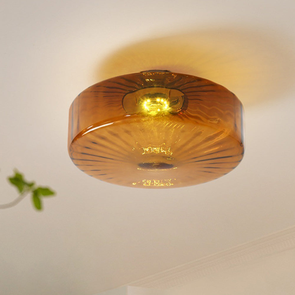 Medieval Glass Corrugated Ceiling Lamp