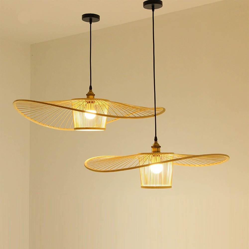 Vintage Bamboo Woven Wicker Handmade Rattan Pendant Light