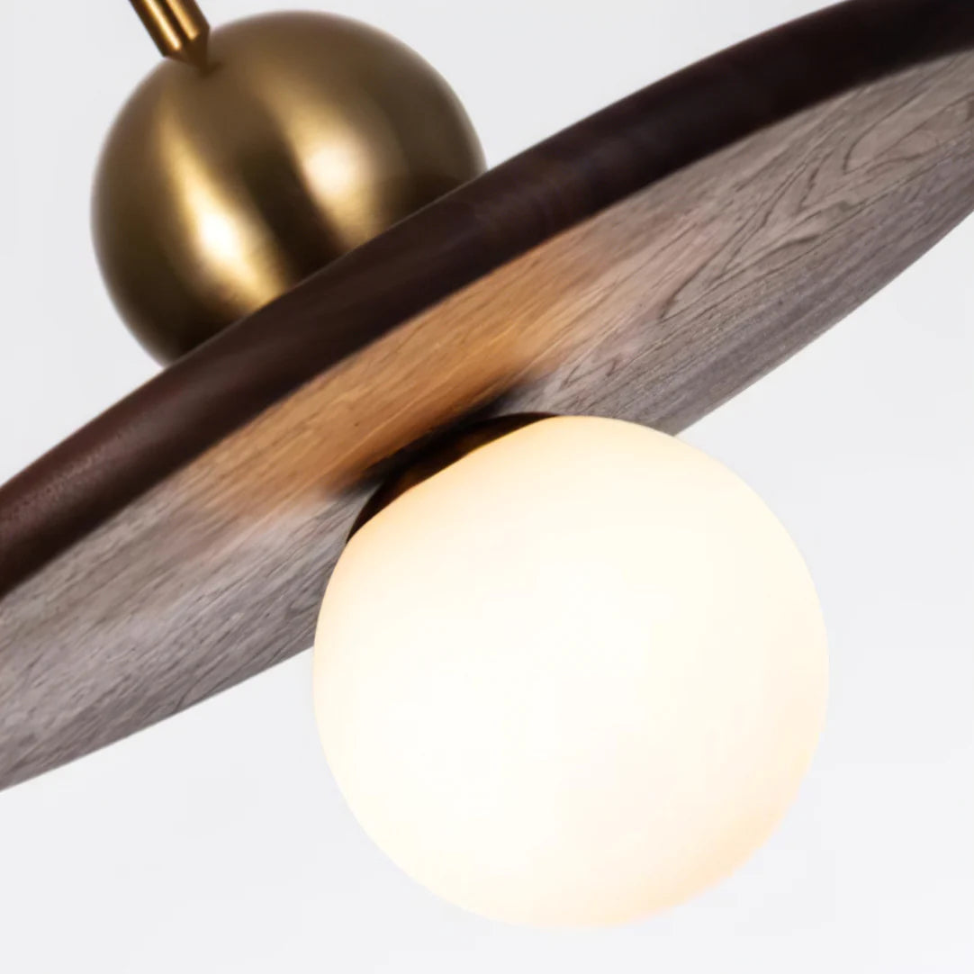 Flying Saucer Walnut Round Creative Pendant Lamp