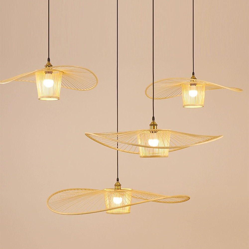 Vintage Bamboo Woven Wicker Handmade Rattan Pendant Light