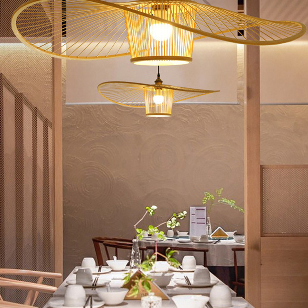 Vintage Bamboo Woven Wicker Handmade Rattan Pendant Light