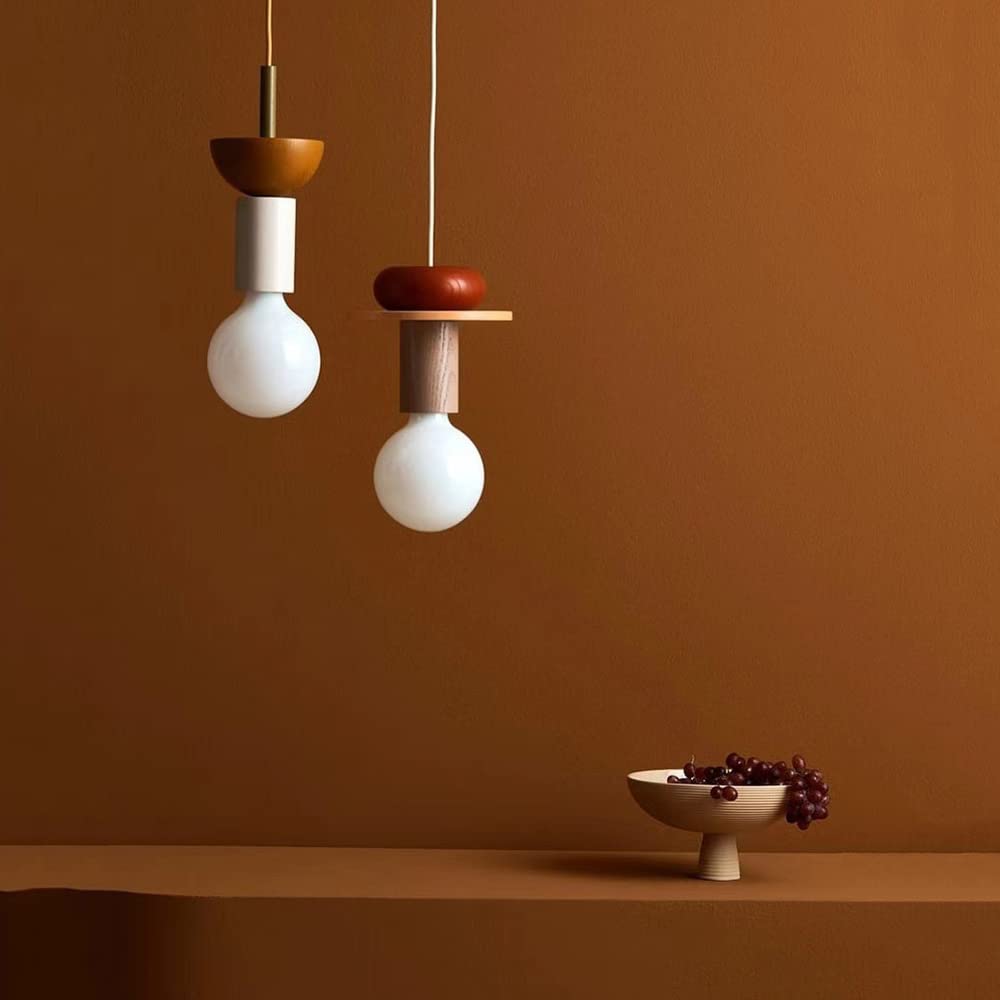 Design Colored Wood Blocks Pendant Light -Homdiy