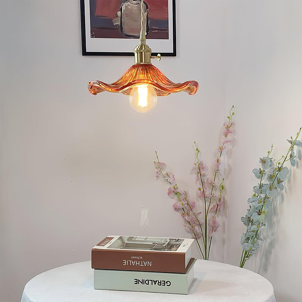 Stylish Hibiscus Flower Glass Pendant Light -Homdiy