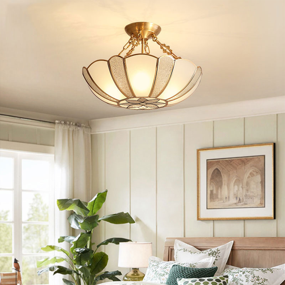 Traditional Semi Flush Glass Ceiling Lamp