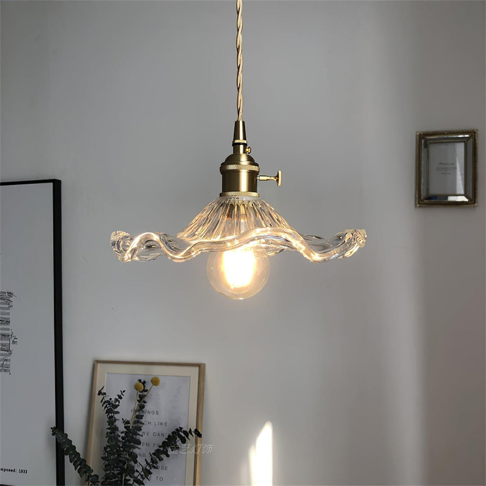 Stylish Hibiscus Flower Glass Pendant Light -Homdiy