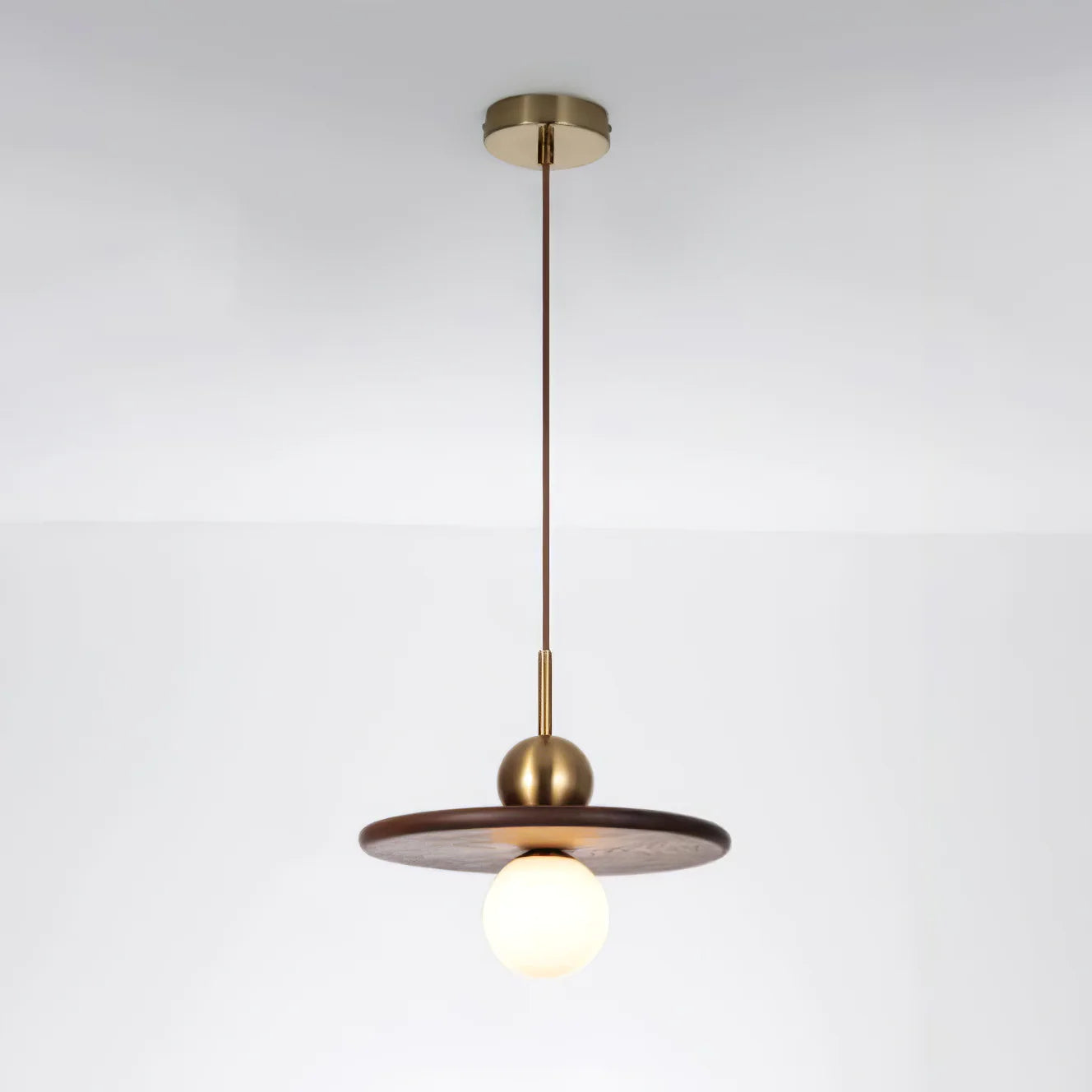 Flying Saucer Walnut Round Creative Pendant Lamp