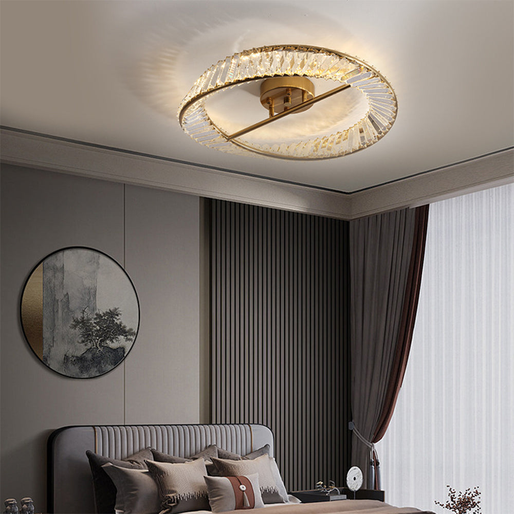 Modern Round LED Crystal Ceiling Lamp For Living Room