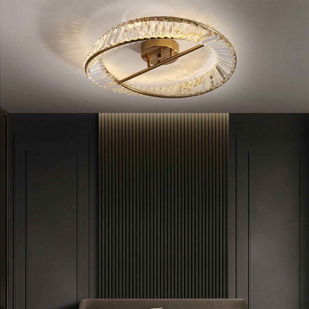 Modern Round LED Crystal Ceiling Lamp For Living Room