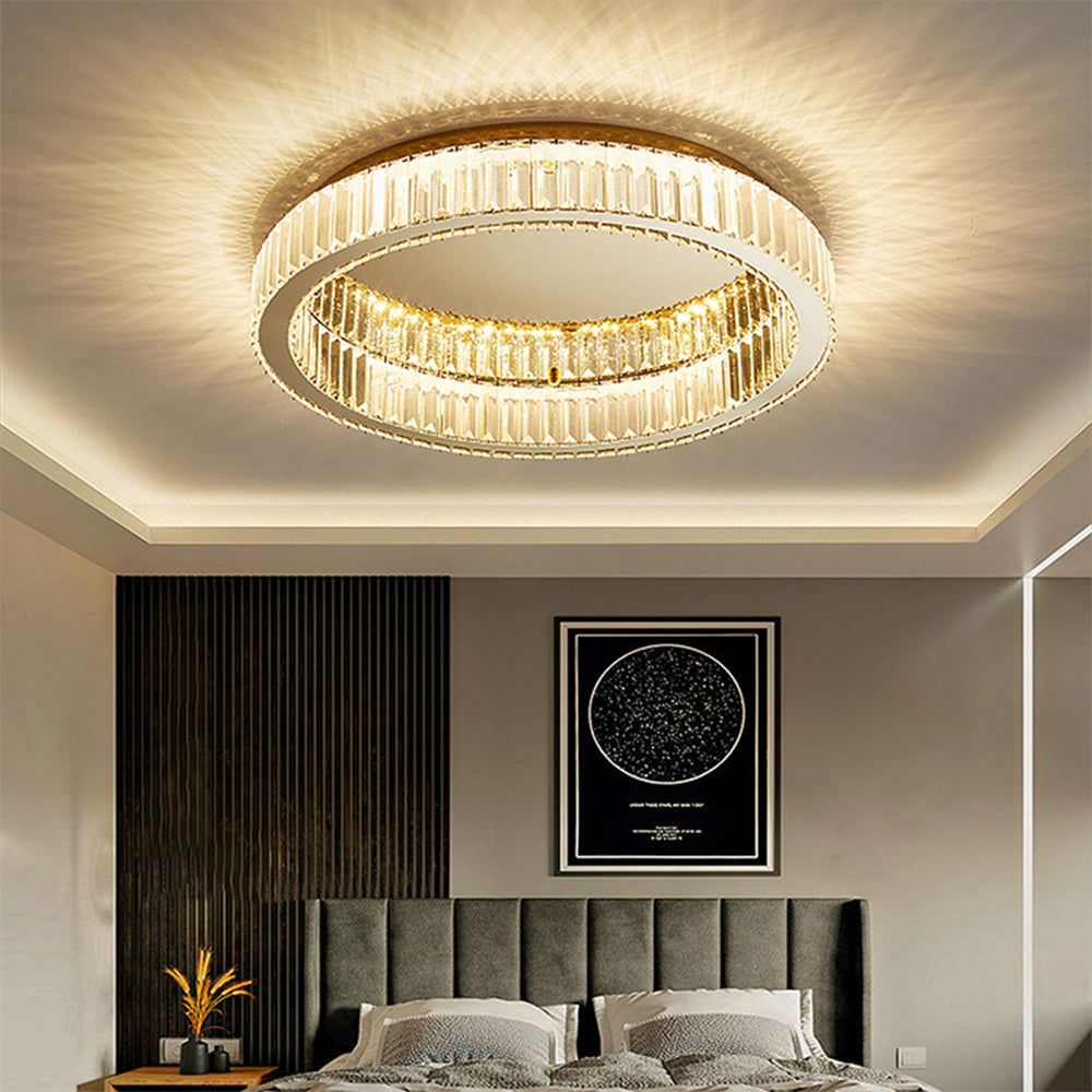 Round Crystal Ceiling Lights in Gold Colour