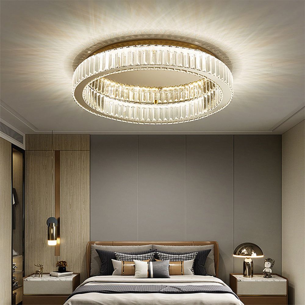 Round Crystal Ceiling Lights in Gold Colour