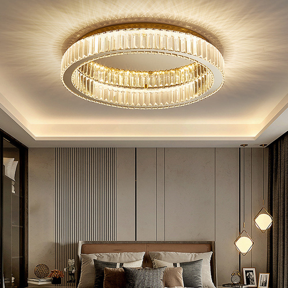 Round Crystal Ceiling Lights in Gold Colour