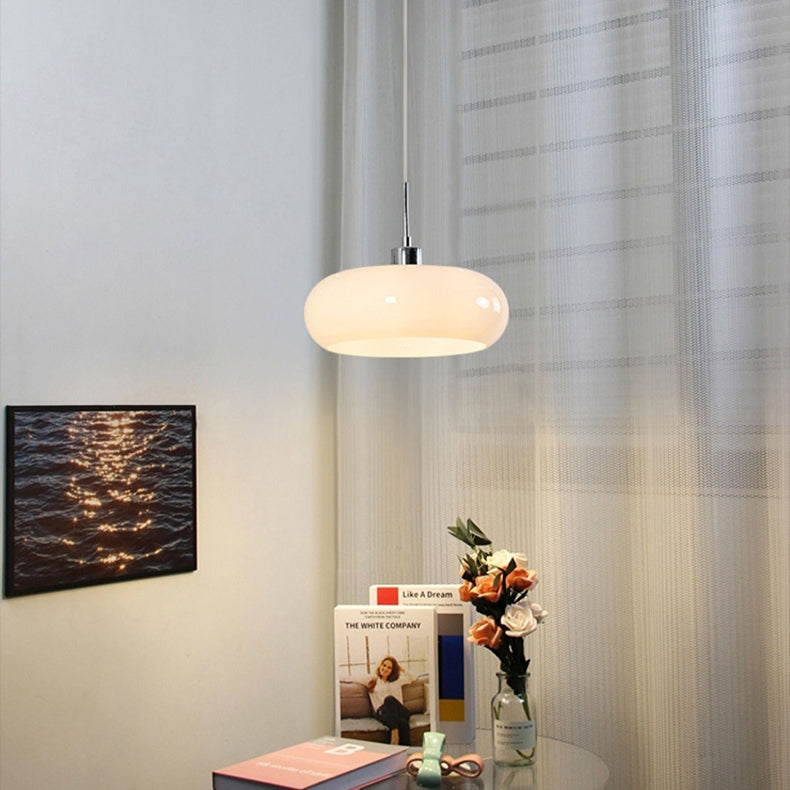 Vintage Bauhaus Round Glass Pendant Light