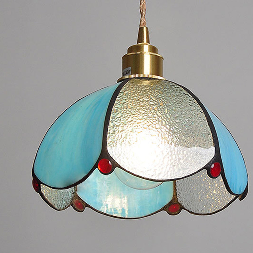 Vintage Stained Glass Dome Tiffany Pendant Light -Homdiy