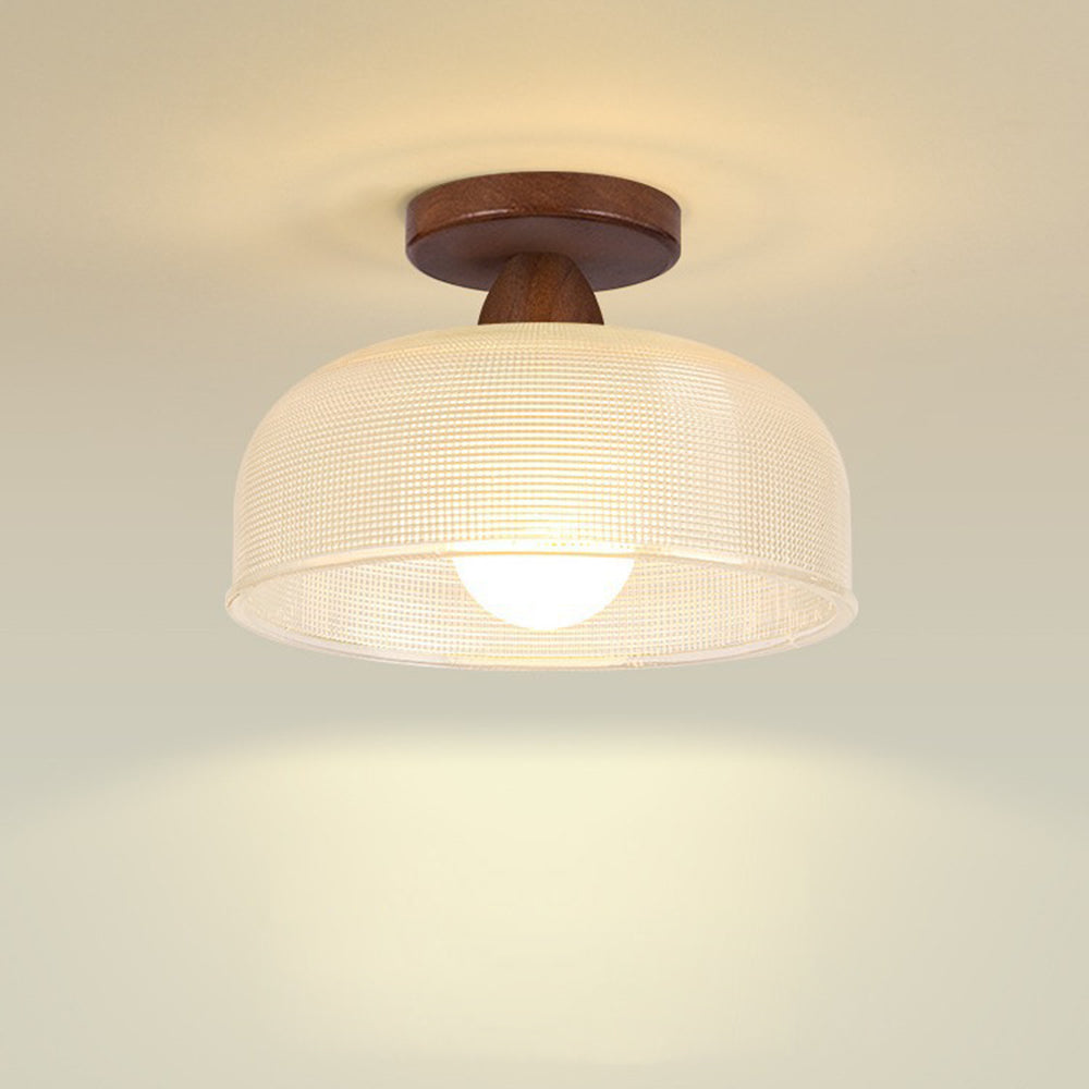 Modern Solid Wood Glass Ceiling Lamp