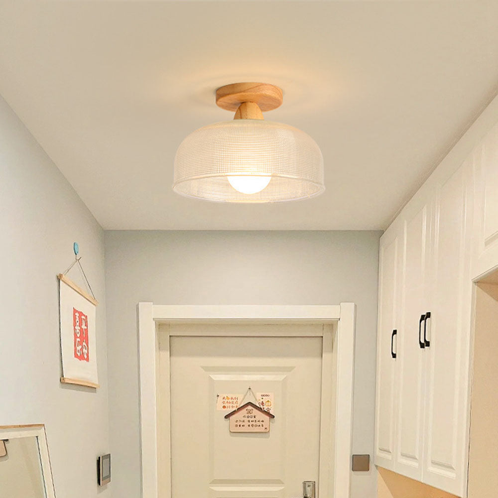 Modern Solid Wood Glass Ceiling Lamp