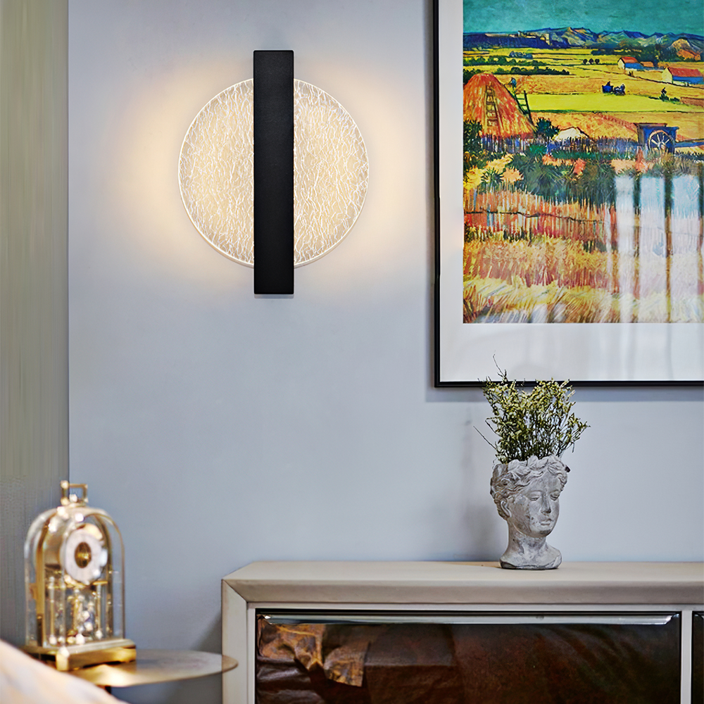 LED Indoor Wall Light Modern Round Bedroom Wall Sconce, D25cm
