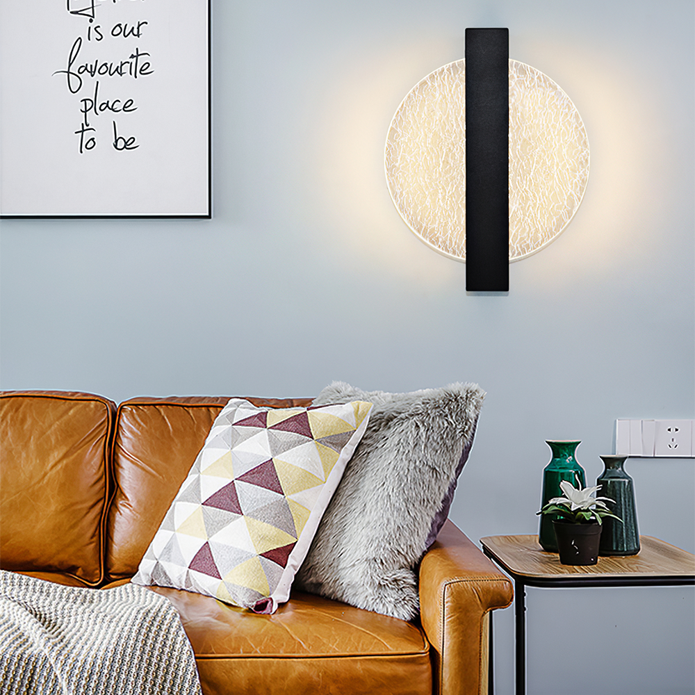 LED Indoor Wall Light Modern Round Bedroom Wall Sconce, D20cm