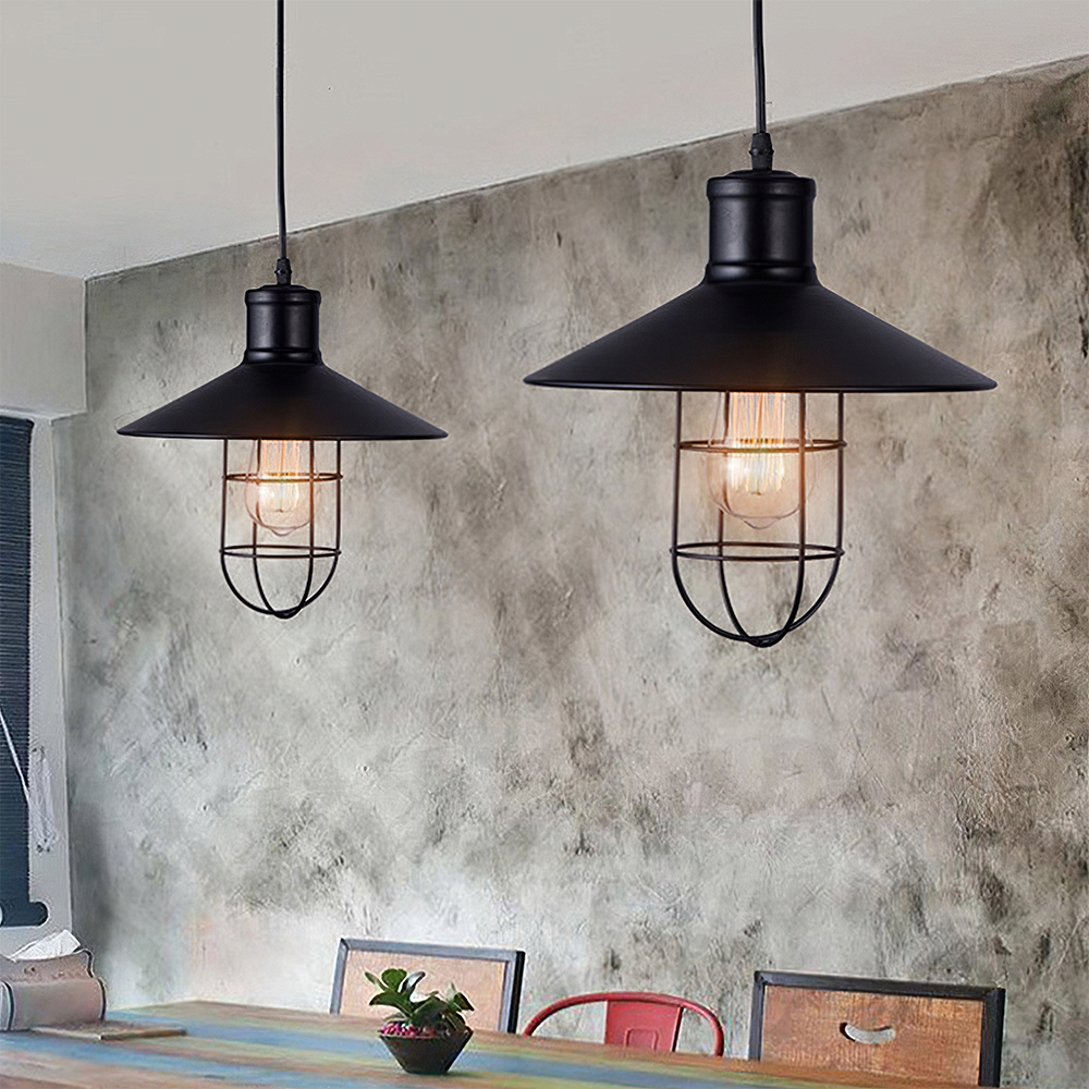 Vintage Industrial Farmhouse Black Hanging Lamp for Kitchen Island