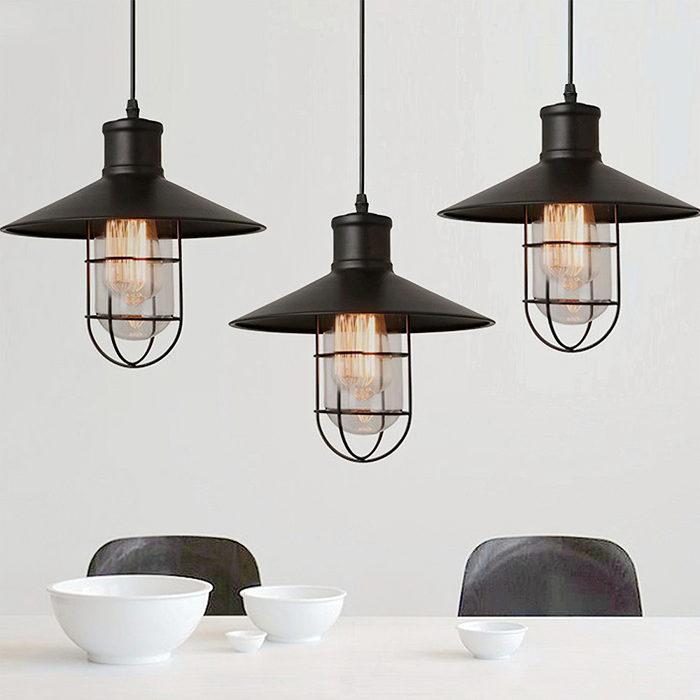 Vintage Industrial Farmhouse Black Hanging Lamp for Kitchen Island