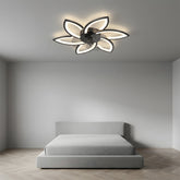 Modern Low Profile Flush Ceiling Fan with Lights, Dimmable, 6-Speed