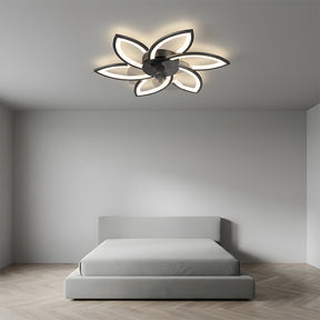 Modern Low Profile Flush Ceiling Fan with Lights, Dimmable, 6-Speed