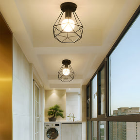 Metal Cage Ceiling Lampshade Black Ceiling Lights for Hallway