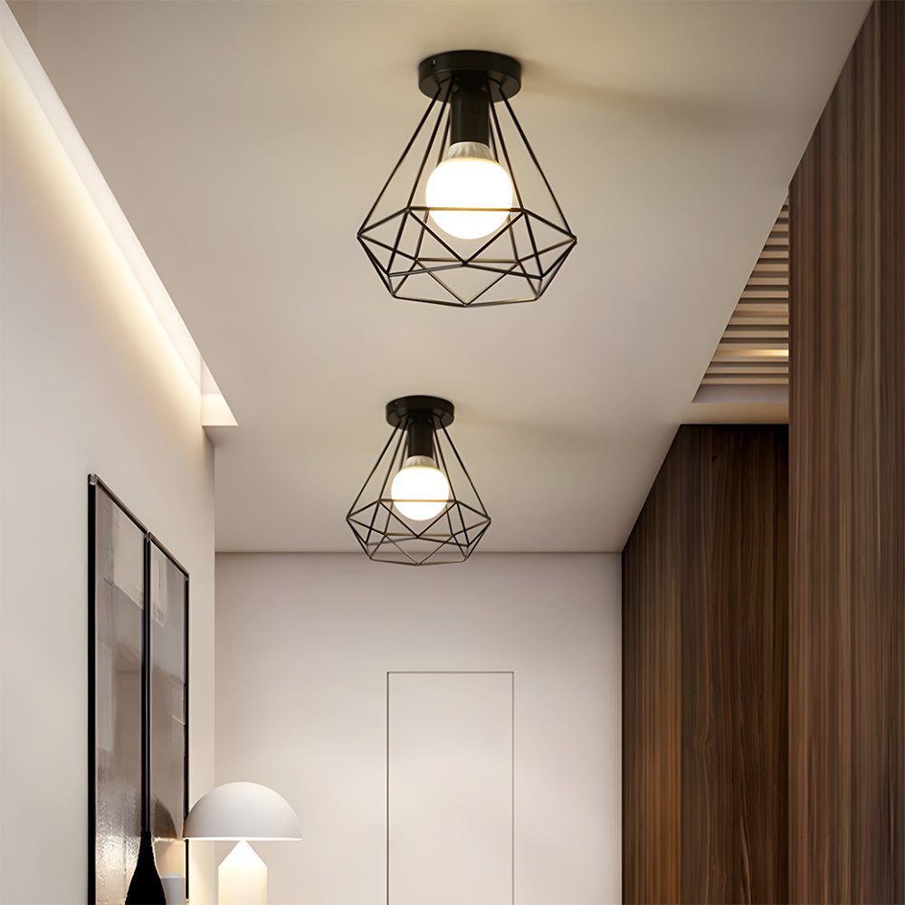 Metal Cage Ceiling Lampshade Black Ceiling Lights for Hallway