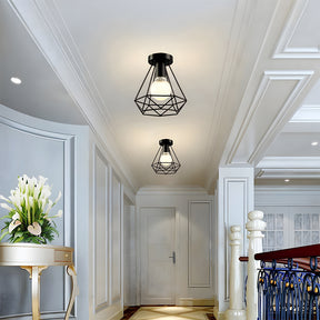 Metal Cage Ceiling Lampshade Black Ceiling Lights for Hallway
