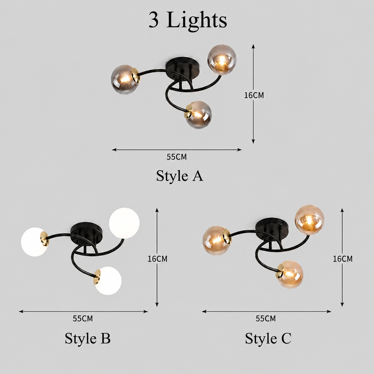 Modern Iron Glass Flush Mount Ceiling Light for Living Room