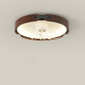 Wood Simple Round Ceiling Fan With LED Lighting