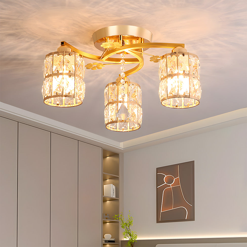 Modern Crystal Ceiling Light Chandeliers, Semi Flush Ceiling Lights for Hallway Living Room