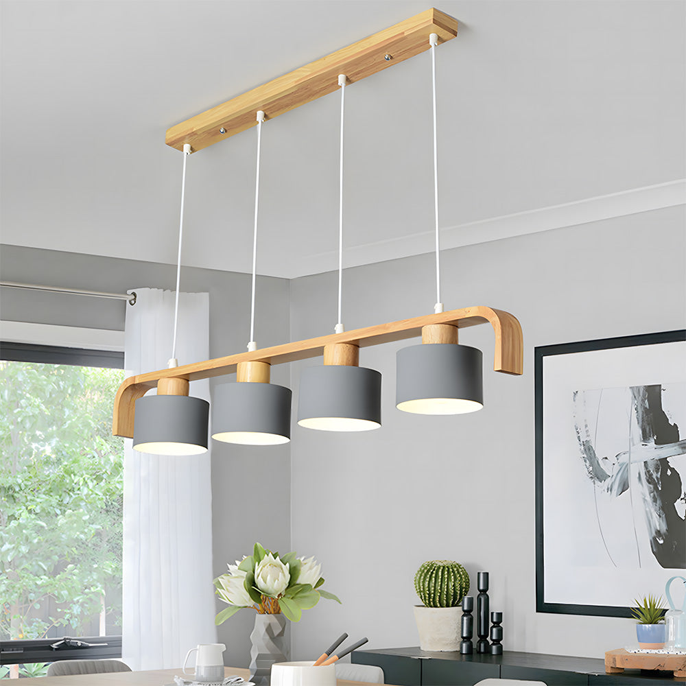 Modern Iron Wooden Pendant Lights for Kitchen Island Dining Room