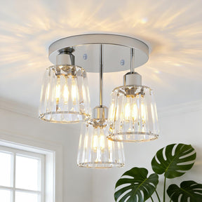 Modern Crystal Chandelier Flush Mount Ceiling Light for Living Room