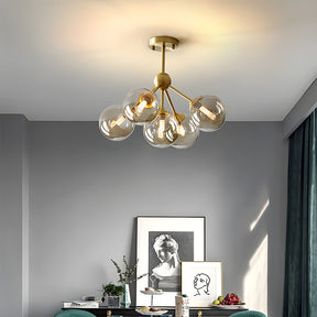 Amber Copper Glass Bubble Sputnik Pendant Light for Bedroom