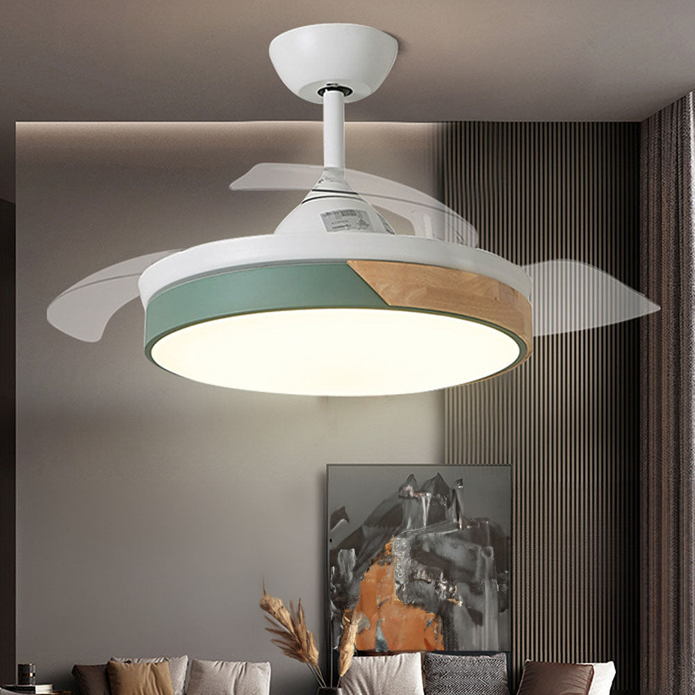 Acrylic Macaron Restaurant Simple Ceiling Fan With Light