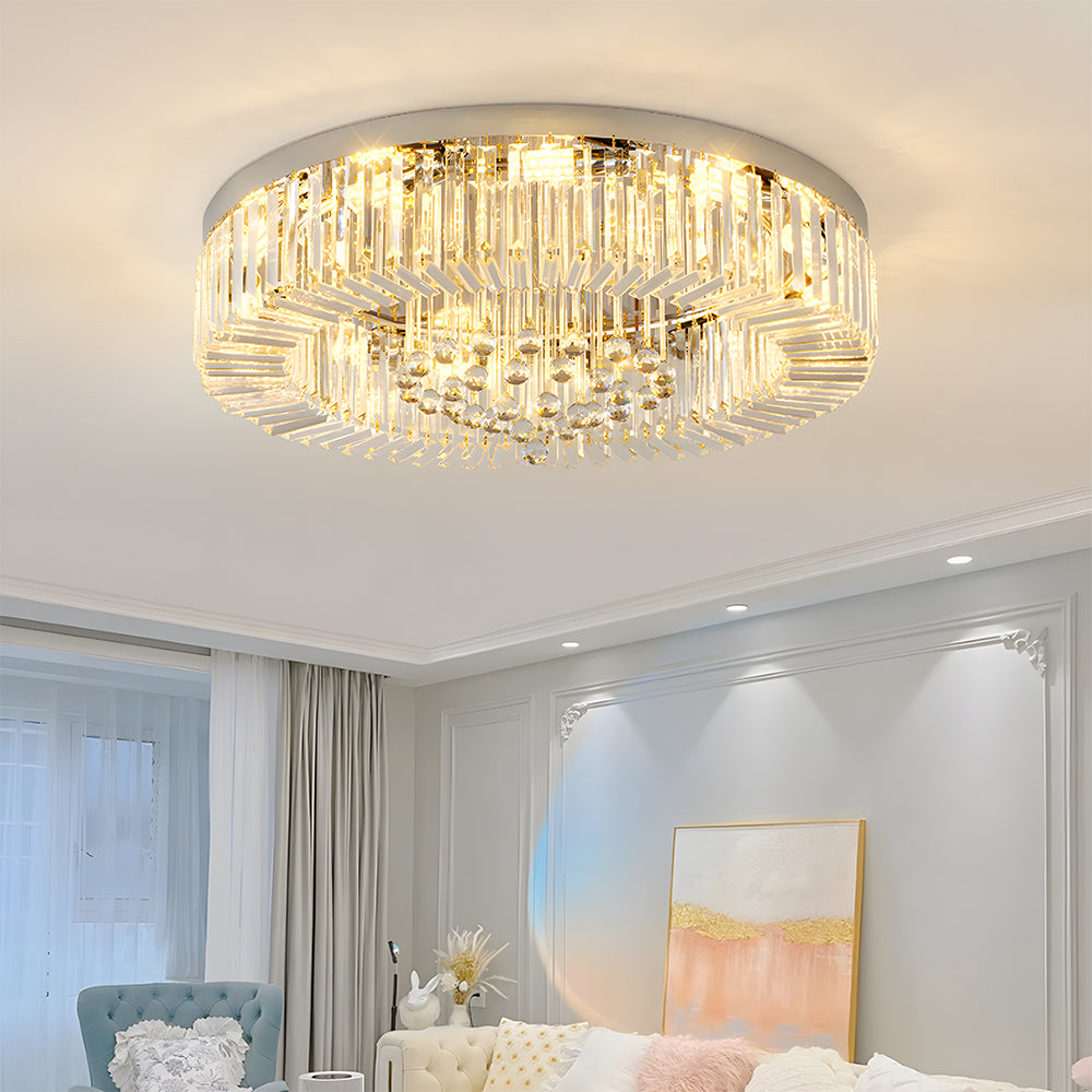 Modern Crystal Flush Mount Ceiling Light Fixture For Bedroom Hallway