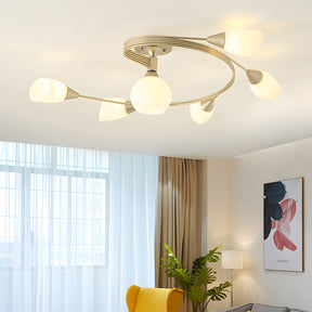 Modern Creative Ceiling Light Semi Flush Mount with White Glass Shade