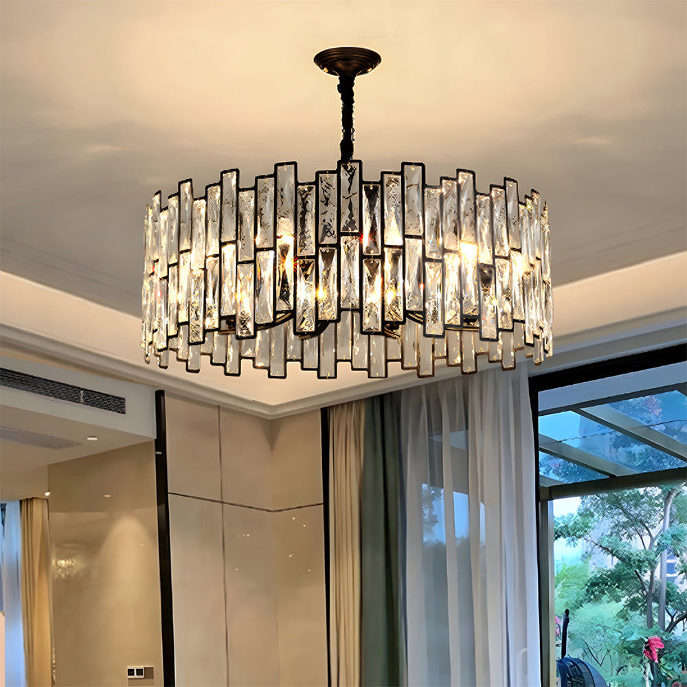 Modern Gold Tiered Crystal Chandelier - Luxury Fringe Glass Pendant Light for Dining Room, Foyer