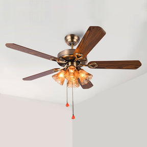 Vintage Wood Flower Shape Ceiling Fan With Lighting