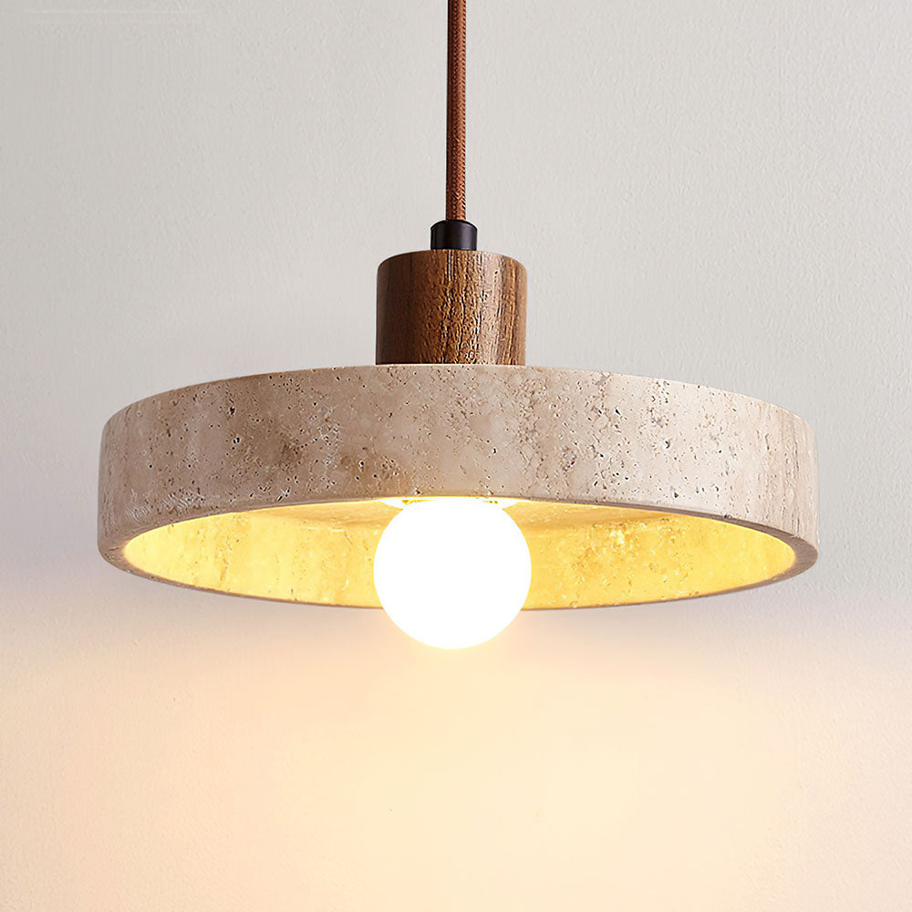 Minimalist Wood Stone Living Room Pendant Light