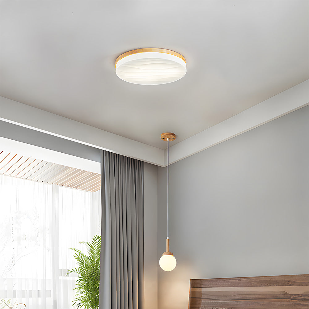 Retro Minimal Decor Wood Living Room LED Ceiling Light