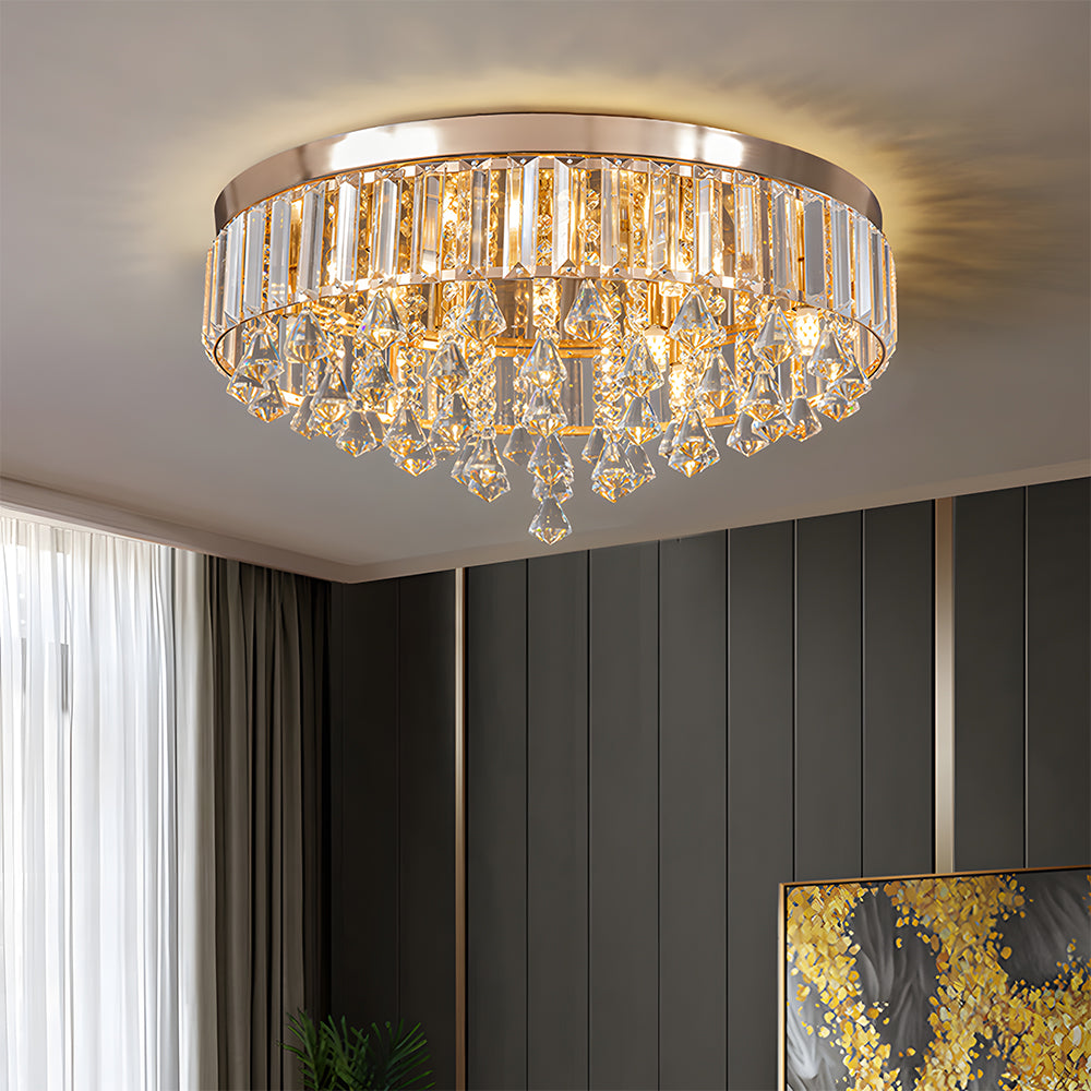 Modern Crystal Ceiling Light Fixture Flush Mount Ceiling Lights for Living Room