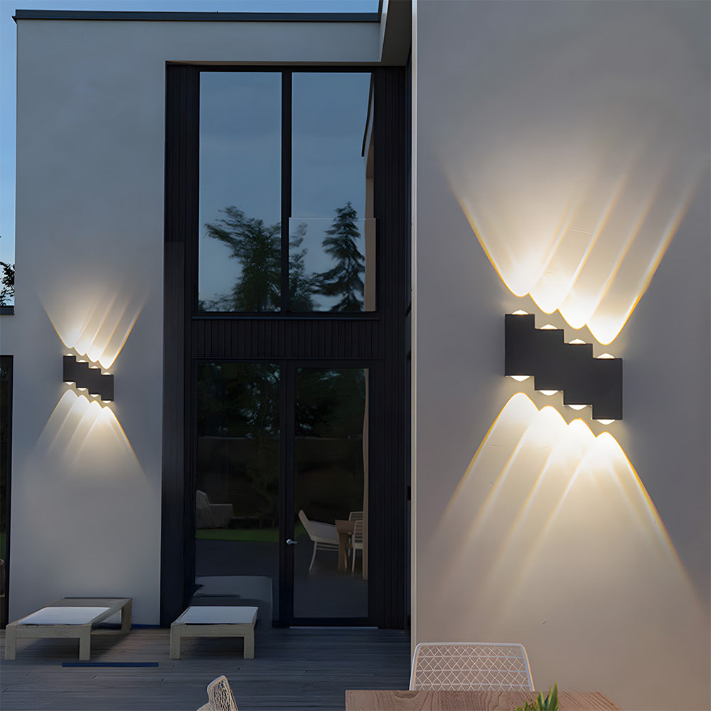 Modern Stepped Aluminium LED Outdoor Wall Lights for Entryway